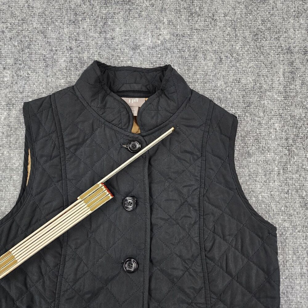 J Jill Vest Womens XS Black Heritage Quilted Button Down Lined Outdoor Hiking - Picture 11 of 16